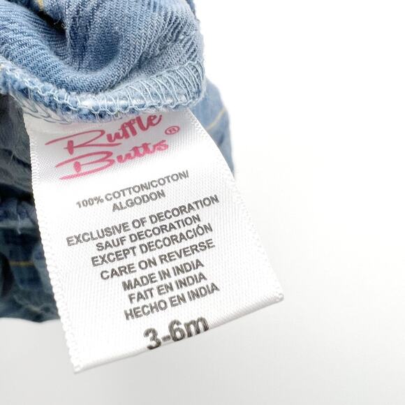 RuffleButts Blue Plaid Ruffle Romper - Picture 5 of 5